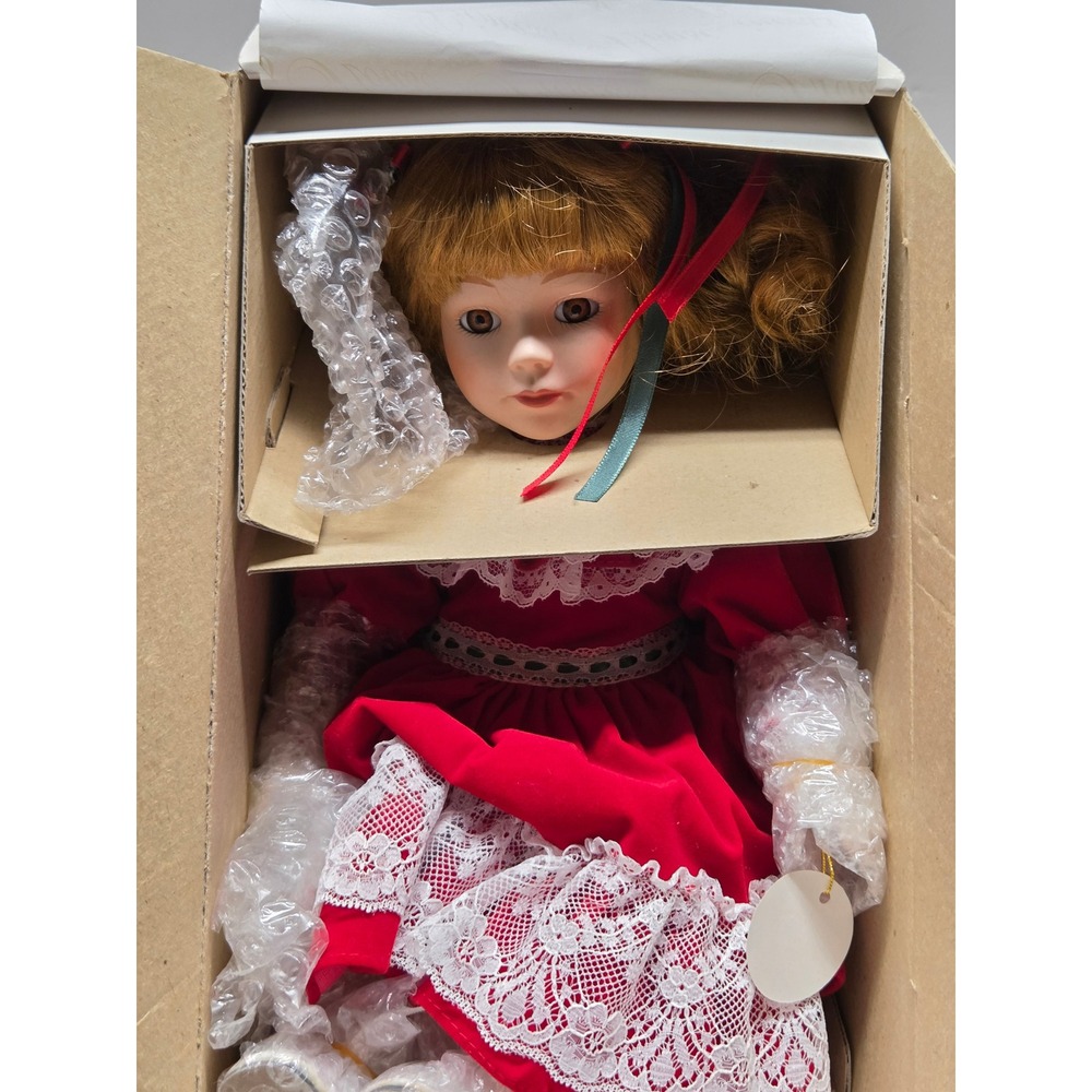 Princess House Christina Porcelain Collector Doll 682 Red Velvet Lace Dress Box